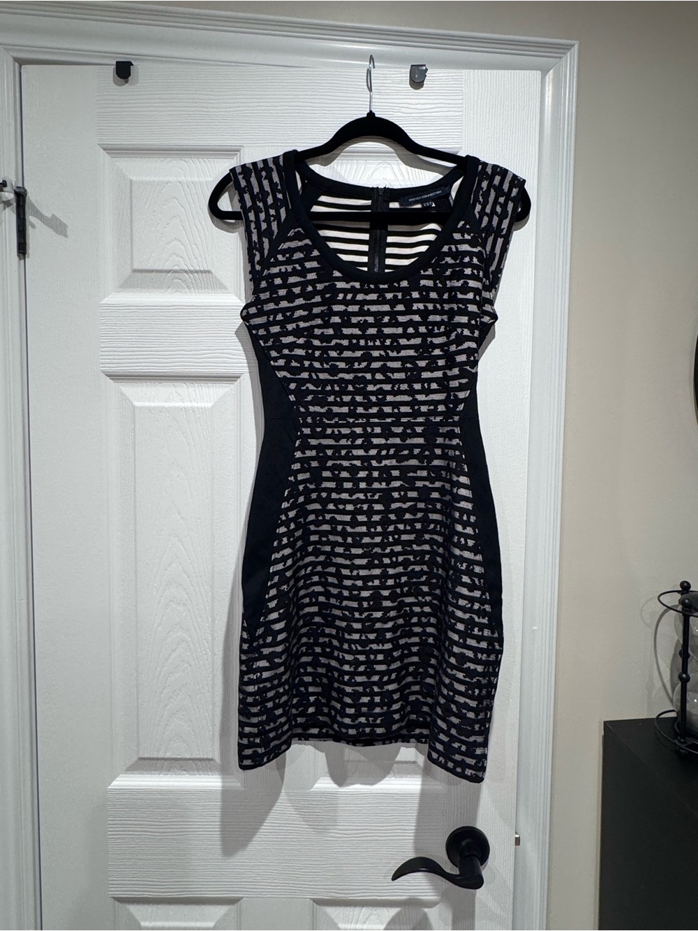 French Connection Navy and Light Gray animal print  Fitted Dress
